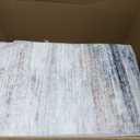 6x12 Runner Rug for Wide Hallway: Long Washable Area Rugs for Living Room Dining Room Office - Stain and Water Resistant Runners with Non-Slip Backing - Soft Low-Pile Thin Carpet Beige Grey