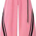 Aelfric Eden Stripes Baggy Barrel Sweatpants Elastic Double Waist Wide Leg Pants Women Men Casual Y2K Unisex Lounge Trouser (Pink, L)