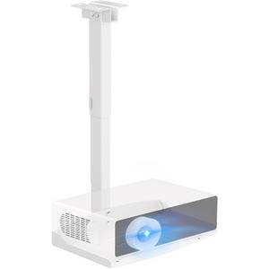 Projector Ceiling Mount with Tray, Adjustable Height Universal Bracket with Concealed Cable Management, Ideal for Home Theater & Office (White)