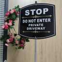 Stop Do Not Enter Private Driveway Sign with Stake, Aluminum Metal Private Driveway 28" Total Length, Heavy Duty Weather Resistance Sign