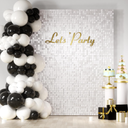 COKAOBE Mirror White Shimmer Wall Backdrop, 24PCS Square Sequin Shimmer Backdrop Panel, Photo Backdrops for Birthday, Anniversary, Wedding, Graduation & Bachelorette Party Decoration