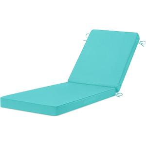 Chaise Lounge Cushions Outdoor, 72"x21"x3" Triple-Waterproof Outdoor Chair Cushion with Removable Cover, 4 Adjustable Ties Lounge Chair Cushions for Outdoor Furniture, Teal