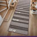 DEXI Hallway Runner Rug 3.3x12, Woven Braided Farmhouse Runner Carpet Indoor, Absorbent Thin Long Entryway Runners for Kitchen, Laundry Room, Patio Entrance, Striped Grey