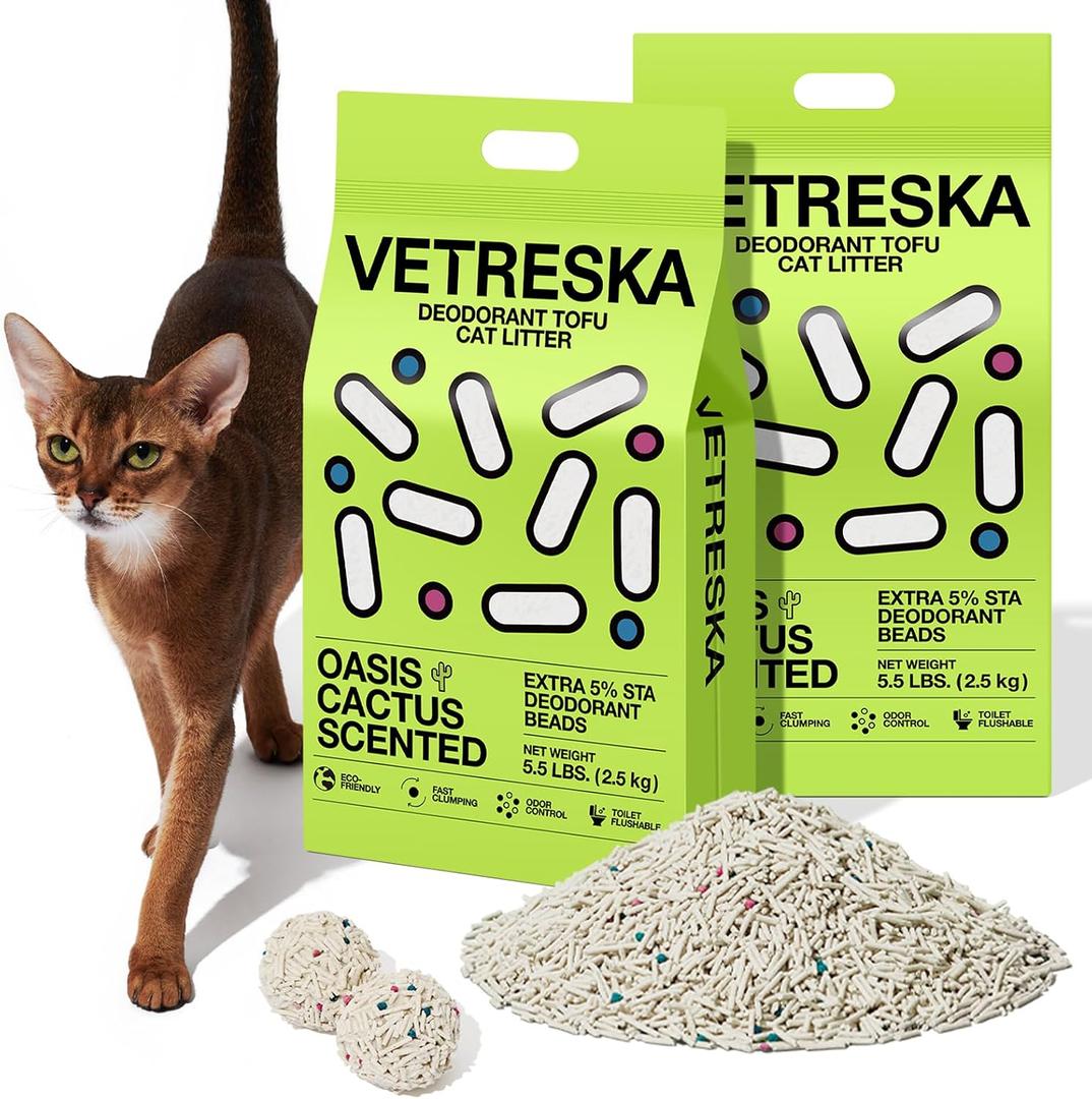 VETRESKA Tofu Cat Litter,Odor Control, Cactus 5.5lb