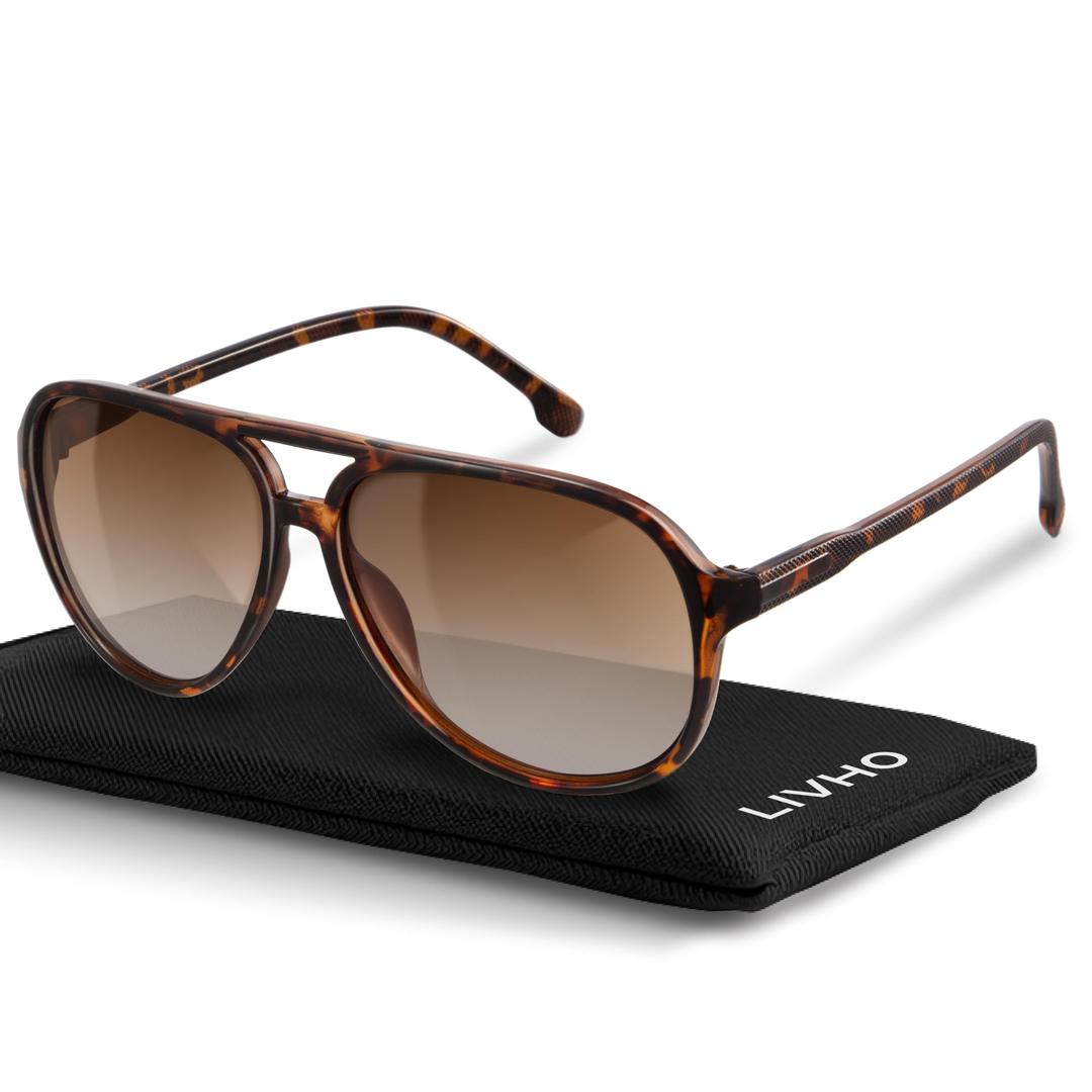 livho Trendy Polarized Aviator Sunglasses Women Men, Retro Sun Glasses for Women Men 2025, Oversized UV Protection Shades