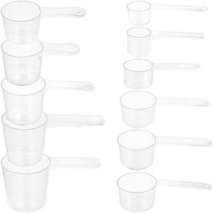 DOTINGHUX® 11-Piece Nesting Measuring Spoons Set, Stackable Clear Plastic Scoops for Pet Food, Coffee, Protein, Spices, Other Dry Goods and Liquids, tms11