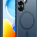 FNTCASE for Samsung Galaxy S25 Case: Magnetic Translucent Matte Shockproof Slim Cell Phone Cover - Military Grade Drop Proof Hard Back Anti-Fingerprint Protective Case (6.2 inch/Blue)