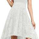 MUADRESS Women Floral Lace Bridesmaid Party Dress High Low Hem V Neck Formal Dresses for Wedding, Cocktail, 2XL