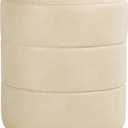 Spatial Order 18" Round Ottoman - Cream Faux Leather, 17.5"D x 17.5"W x 18"H