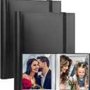 2 Pack 6x8 Photo Album Book Holds 64 Pictures, Art Portfolio Binder for 6 x 8 Pictures, Photo Albums for 6x8 Photos, 8x6 Sheet Protector Folder for Photos Artwork Drawings, Black