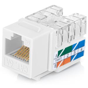 Everest 90 Angled RJ45 Cat6A Keystone Jacks 50-Pack in White - Slim Profile Female RJ45 Connectors - Cat 6A Keystone Jack - Compatible with 90 Angled Speed Termination Tool - easyJACK (B094WB91H3)