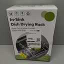 Over the Sink Expandable Dish Drainer Drying Rack In Stainless Steel for Small Kitchen, Counter Space Saving Modern Compact Metal Above Plate Dryer Strainer, Adjustable Hanging Inside Drain Holder