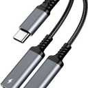 Marsno USB C Splitter, 2-in-1 Dual USB C Headphone and Charger Adapter, Type C Audio Dongle Cable with PD 60W Fast Charging Support Call Music for iPhone 17 16 15, Pixel 4 3, Galaxy S25 S21, Xperia (Grey)