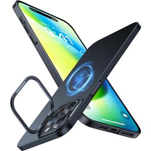 TORRAS Magnetic Slim Fit Designed for iPhone 15 Pro Max Case with Stand,Compatible with MagSafe,Invisible lens Stand, Protective Anti-Fingerprint cover for iPhone 15 Pro Max Phone Case 6.7,Black