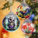 Jocidea Owl Christmas Ornaments - Owl Hanging Ornament - Owl Christmas Decor - Owl Suncatchers for Windows - Christmas Owl Gifts - Owl Lovers Gifts - Owl Ornaments for Christmas Tree