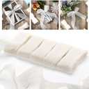 Waydress 5 Roll Ivory White Ribbon 15 yd 1-1/2 Inch Cream Crinkle Chiffon Ribbon Handmade Tulle Fabric Silk for Wedding Invitations, Gift Wrapping, Bridal Bouquets Wrapping, Flower Decoration(Ivory)