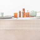 MONDAY MOOSE Gingham Checkered Farmhouse Rustic Picnic Style Decoration Rectangle Natural Stonewashed Cotton Tablecloth for Kitchen, Dining Room, Restaurant (55x70 inch, Beige)