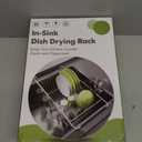 Dish Drying Rack Over the Sink In Stainless Steel Black Expandable Drainer for Small Kitchen, Counter Space Saving Compact Inside Sink Plate Dryer, Adjustable Hanging Metal Wire Strainer Drain Holder