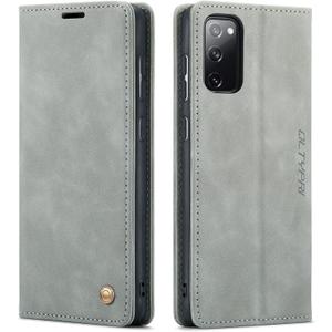 QLTYPRI Case for Samsung Galaxy S20 FE 5G, Vintage PU Leather Wallet Case Card Slot Kickstand Magnetic Closure Shockproof Flip Folio Cover for Samsung Galaxy S20 FE 5G - Grey