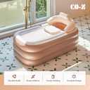 CO-Z Inflatable Bathtub with Electric Air Pump and Bath Pillow Headrest, Portable Blow Up Bath Tub for Adults, Outdoor & Indoor Freestanding Foldable Spa Tub with Cover Drainage Cup Holder,Brown