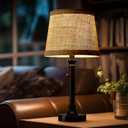 Oneach 19.5" Small Table Lamp for Bedroom - Bedside Lamps for Nightstand, Black Table Lamp for Living Room with Fabric Shade, Desk Reading Lamp for Kids Room Living Room Office Dorm