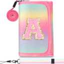 Girls Wallets for Kids 6-8 8-10 kids wallet Cute for Teen Girls with Initials Coin Pocket Toddler Wallet for with Magic Sticker Teen Girl for Gifts Mermaid A