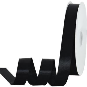 TONIFUL 7/8 Inch x 100yds Black Satin Ribbon Thin Solid Frabic Ribbons for Gift Wrapping, DIY Crafts Bows, Invitations, Floral Bouquets, Christmas Wedding Party Valentine's Decor,Halloween
