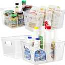 ZEXALOR 4pcs Clear Storage Bins Clear Storage Containers for Kitchen Pantry Organization, Organizing Bins with Built in Handles, Cabinet Organizers