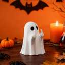 2 x Halloween Ghost Figurine Spooky Resin Finger Ghost Statue Ornaments Cute Ghost Decor for Halloween Porch and Indoor Spooky Home Decorations
