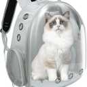GeerDuo Cat Backpack, Airline Approved Bubble Carrying Bag for Small Medium Dogs Cats, Space Capsule Pet Carrier Dog Hiking Backpack Travel Carrier (Grey)