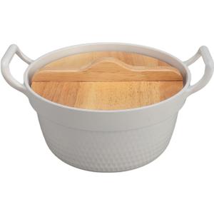 Standard Aluminum Stockpot 4L, Noodle Pot Classic Deep Cooking Pot Canning Cookware with Wood Lid for Home Camping for Delicious Soups, Stews, and More