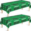 OHOME Graduation Decorations Class of 2026 2027 - Graduation Party Decorations - Plastic Green Tablecloth for Class of 2026 - Party Favors Supplies Banner Backdrop,2 Pack