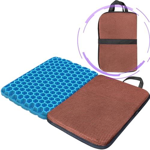 masteymoh Small Foldable Seat Cushion 1-Inch Thick, Portable Gel Seat Cushion for Pressure Relief, Light Portable seat Cushion for Travel seat Cushion, Foldable for Easier Storage (Coffee)