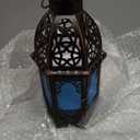 DECORKEY Vintage Candle Lantern, 12.8 Moroccan Style Decorative Metal Hanging&Tabletop Lantern, Ramadan Christmas Candle Holder Decorations for Home Outdoor Patio (Blue) (Large)