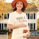 FASHGL Thanksgiving Pregnancy Shirt Women Funny Roasting a Little Turkey T-Shirt Cute Pregnancy Announcement Tee Tops