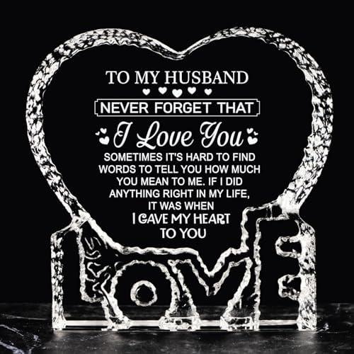 Ithmahco Fathers Day Birthday Gifts for Husband from Wife, Father's Day for Husband, I Love You Gifts for Him from Wife, Personalized Wedding Anniversary Crystal Presents for Him