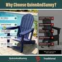 Adirondack Chair with Cup Holder,Tool-Free Assembly,No Screws Needed,All-Weather HDPE Plastic Outdoor Patio Chair,Wood-Grain Slatted Look,Easy to Take Apart for Storage,Fire Pit Chairs（Navy blue）