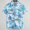 APTRO Men's Hawaiian Shirt Short Sleeve Floral Casual Beach Summer Shirt Wrinkle Free 4 Way Stretch, Blue, Size 12