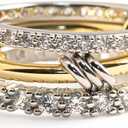 Lamdo Gold Stackable Rings for Women Non-Tarnish,Personal Elegant Dainty 18k Gold Plated CZ Cubic Zirconia Rings,Silver Gold Knuckle Multi-Link Connected Rings Set for Wedding Gift and Mother's Day