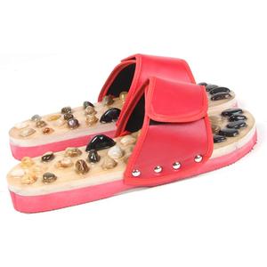 Reflexology Foot Massager Slipper Acupuncture Massage Sandals with Natural Stones Acupoint Massage Shiatsu for Foot Pain Relief Suit for Men and Women (M)