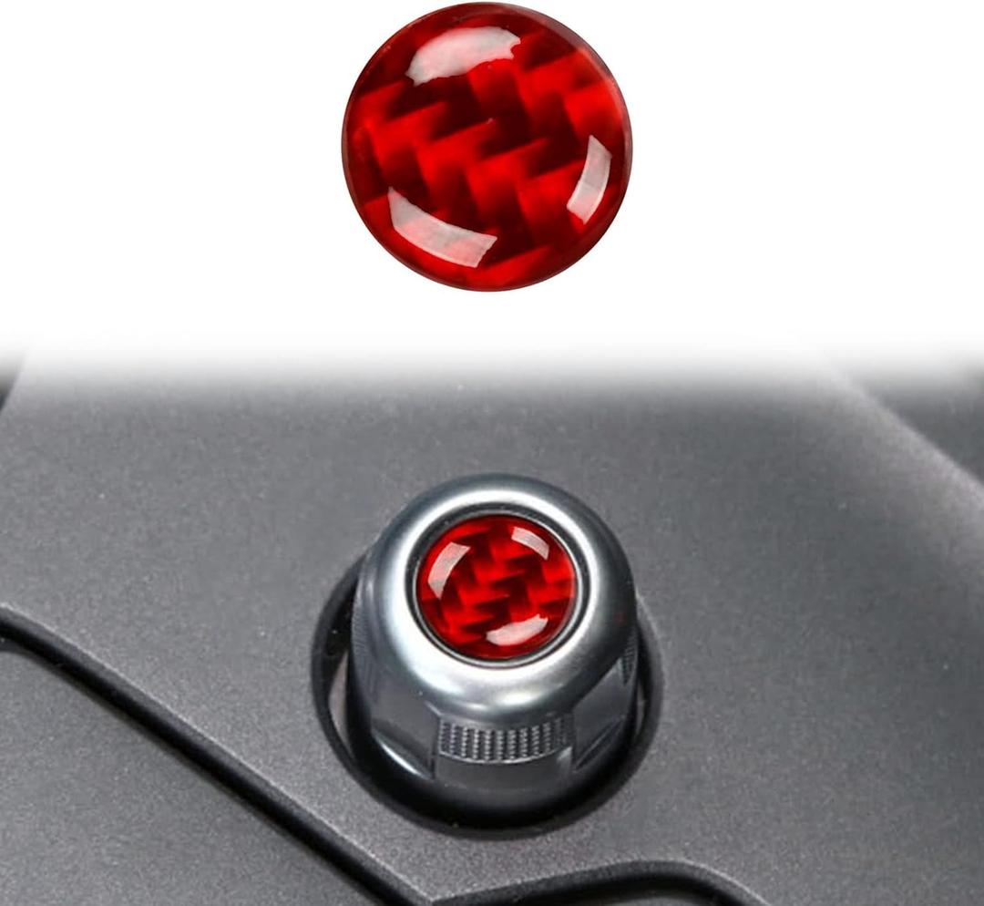 Carbon Fiber Center Console Volume Control Button Panel Cover Trim Compatible with Mazda CX-5 2017 2018 2019 2020 2021 2022 Interior Accessories Red (1Pcs)