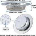 3 Pcs Sink Strainer for Most Kitchen Sink Drain Basket, Upgraded Double-Layer Safe Design Kitchen Sink Strainer (Outer Diameter 4.5 Inch)