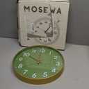 Mosewa Wall Clock 14 Inch, Battery Operated Non-Ticking Modern Analog Clock Decorative for Kitchen, Bedroom, Office, Home(Olive Green and Gold)