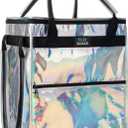 Reusable Grocery Bag on Wheels, Rolling Shopping Bags with Wheels and Handle, Folding Rolling Tote Trolley, Zipper Cover, Carries Up to 22 LBS, Easy Transportation (Small, Phantom White)