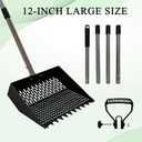 12Inch Chicken Poop Scooper 2-in-1 Coop Scoop with Adjustable Stainless Steel Handle (24-64'') Chicken Coop Rake Sand Sifting Chicken Coop Shovel for Farm Livestock Cleaning Tool