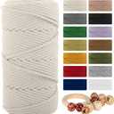 Macrame Cotton Cord 5mmx109 Yard 4 Strand, Munzong Natural Handmade 4 Twisted Cotton Rope for Wall Hanging Weaving Tapestry DIY Craft Knitting Plant Hanger Gift Wrapping Wedding Decor(100m, White)