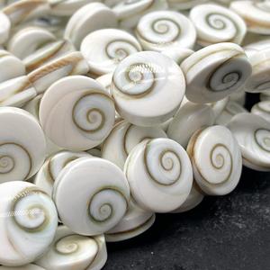 ABCGEMS Premium-Grade Shiva Eye Shell Beads - Protective Door of Snail Shell - 100% Organic Doublet Disc-Coin 6mm (Tiny) (White Disc (Thicker))