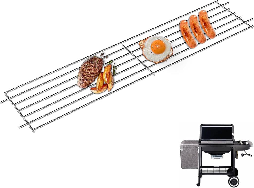 7513 88719 Grill Warming Rack for Weber Genesis 1000-5500, Genesis Silver B/C, Gold B/C Grill Parts, 80633 Stainless Steel Rack for Weber 900, Spirit 700, Platinum I & ll Grill, 24.9"x 4.7"