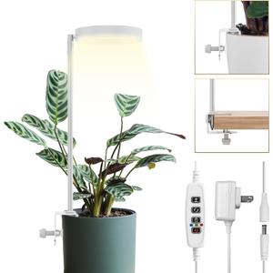 GLOWRIUM Grow Lights for Indoor Plants, Full Spectrum Plant Lights with Clip, Height Adjustable&3 Spectrum Mode, 3/9/12h Automatic Timer, 10 Dimmable Brightness, Mini Halo Grow Lights for Small Plant (6w, White)