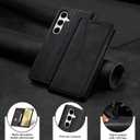 Jasonyu Flip Wallet Case for Samsung S24 5G,Leather Magnetic Folio Cover with Card Holder,Kickstand - TPU Shockproof Durable Protective Phone Case,Black